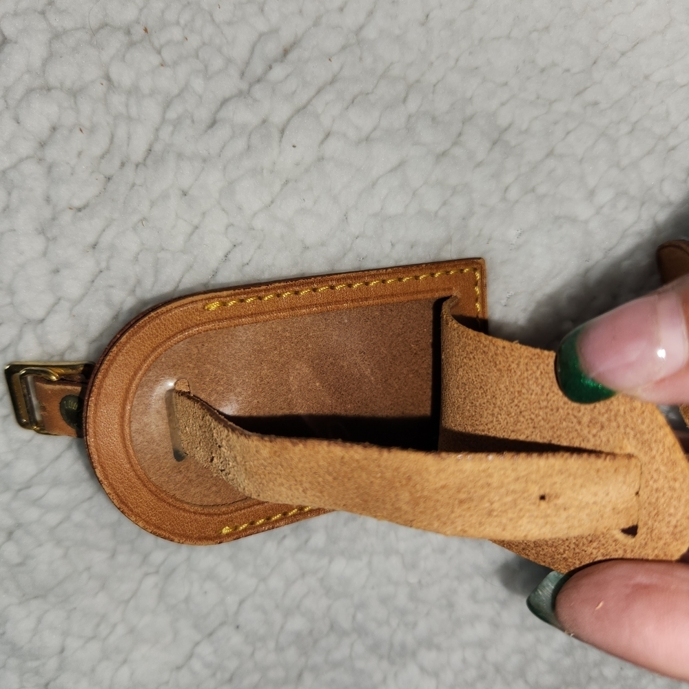 Authentic Louis Vuitton Tan Leather Luggage Tag - Picture 5 of 7